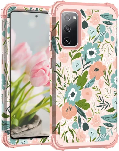 Miniatura 24 de Hocase Funda para Galaxy S20 FE 5G, Protección resistente a prueba de golpes, goma de silicona suave + parachoques de plástico duro, funda