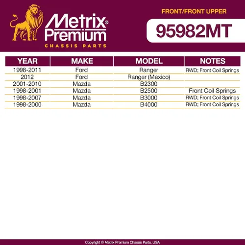 Miniatura 3 de Metrix Premium Chassis Parts - Juego de 4 piezas de articulación de rótula superior y barra estabilizadora delantera para Ford Ranger RWD 1998-2011