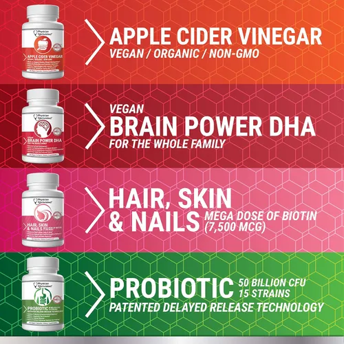 Miniatura 9 de Vitaminas para cabello, piel y uñas sanos creado por médicos para hombres y mujeres. 0.00026 oz. de biotina, aminoácidos, colágeno y ácido