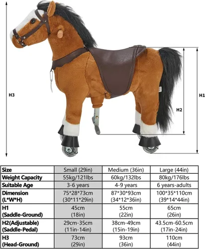 Miniatura 7 de UFREE Paseo en caballo, juguete de caballo para montar, caballo mecánico, animal de peluche, cola y melena negras, edad 3-6