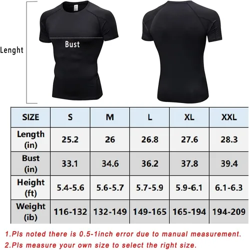 Miniatura 6 de Men's Compression Shirts Short Sleeve Athletic Workout Undershirts Quick Dry Base Layer Sports T-Shirts Running Tops