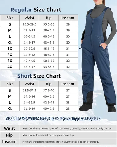 Miniatura 4 de Sportneer Pantalones de nieve para mujer, pantalones de esquí con aislamiento esencial para mujer, overol para esquí y snowboard