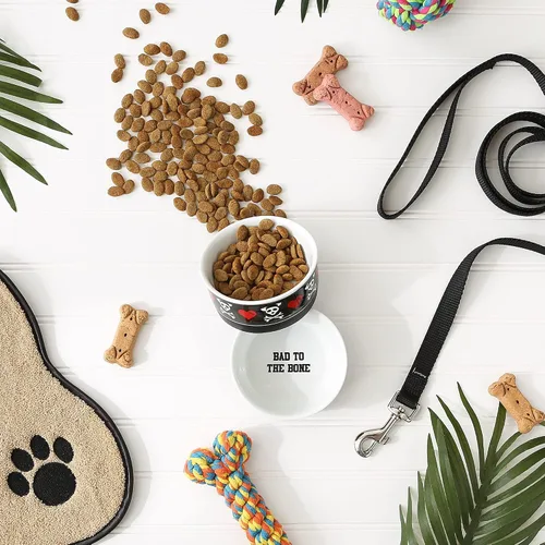 Miniatura 4 de Bone Dry Cuencos de cerámica para alimentos y agua para mascotas antideslizantes para una alimentación segura, menos desordenada, aptos