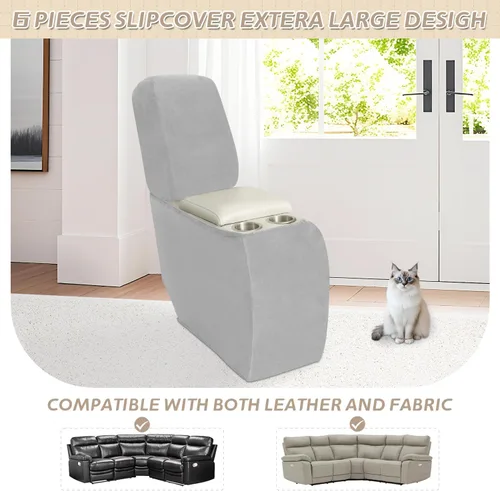 Miniatura 437 de Arfntevss Fundas de sofá seccional reclinable de terciopelo, Funda de sofá seccional de esquina para sofá reclinable, Funda elástica suave