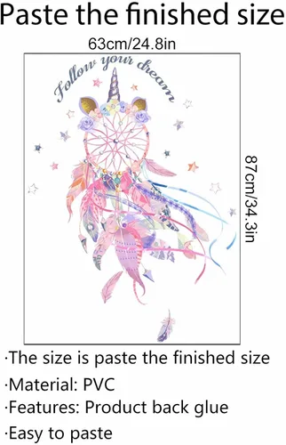 Miniatura 3 de Hermosas calcomanías de pared de plumas coloridas, estrellas y plumas rosas, calcomanías de pared sacinora Plume Art, vinilo extraíble para niños