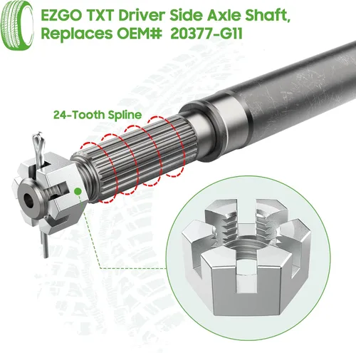Miniatura 5 de 10L0L 20377G11 Eje trasero del lado del conductor del carrito de golf con kit de sello de cojinete para EZGO TXT/Medalist Electric1994-2013