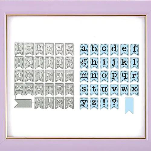 Miniatura 4 de Plantilla de bandera de alfabeto, troqueles de corte de acero al carbono, álbum de recortes, álbum de fotos, grabado, tarjetas de papel, plantillas