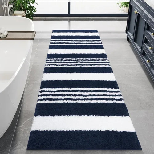 Miniatura 13 de LOCHAS Alfombras largas de baño, alfombra de baño grande de 24 x 70 pulgadas, antideslizante, absorbente, lavable, alfombra de baño de microfibra