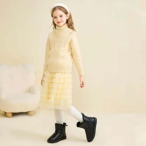 Miniatura 3 de Apawwa Botas de nieve para niñas y niños, con forro de piel, cálidas, impermeables, botas de invierno elegantes para niños