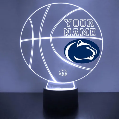 Miniatura 44 de Lámpara de luz nocturna personalizada de la Universidad de Missouri (Mizzou) Tigers con bola de baloncesto y logotipo, letrero LED con control