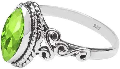 Miniatura 6 de Anillo de plata de ley 925 con piedras preciosas para mujeres y niñas, hecho a mano, anillo de promesa de piedras preciosas naturales, regalo