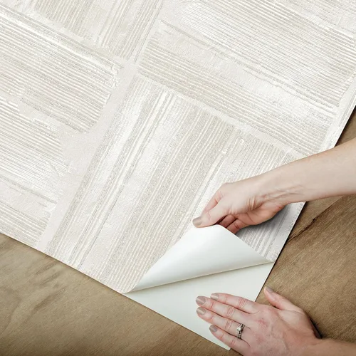Miniatura 6 de RoomMates Papel pintado de yeso cuadrado dimensional beige despegar y pegar, RMK12680PLW