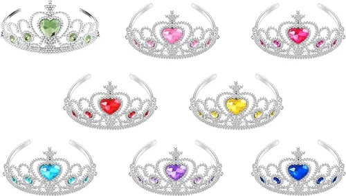 Miniatura 5 de S & E TEACHER'S EDITION Juego de corona de tiaras de 60 piezas, juego de disfraz de princesa, 12 coronas, 12 varitas, 24 anillos, 12 cordones, 60