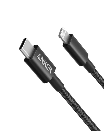 Anker Cable Nuevo de Nylon USB C a Lightning, Certificado Apple MFi para iPhone 14 Series y Más (6 pies, negro)