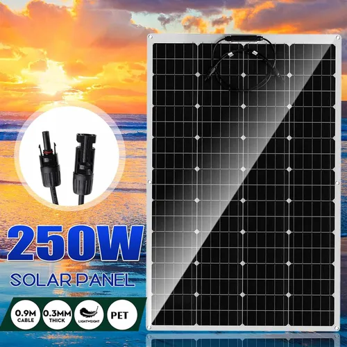 Miniatura 2 de 250W Panel Solar 18V Sistema Solar Semiflexible Fotovoltaico 18V Célula Solar Impermeable Batería/Yate/RV/coche/Barco con conector