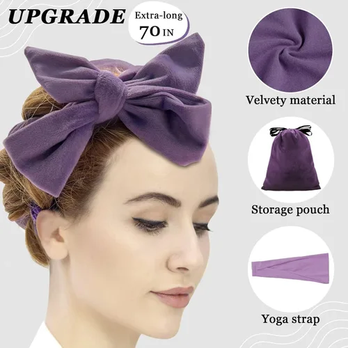 Miniatura 2 de ZILAMPU Diadema de varilla rizadora sin calor, rizadores de pelo para dormir, morado, 70 pulgadas de largo, material de terciopelo extra suave