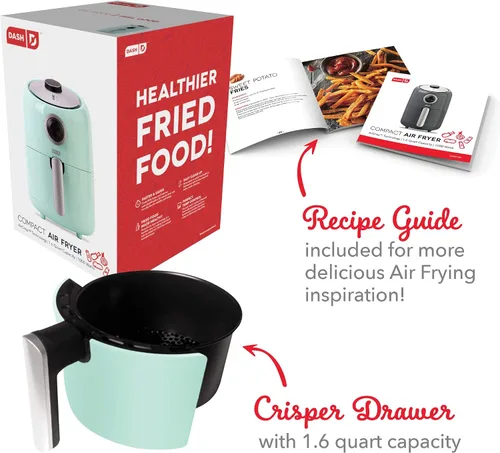 Miniatura 6 de DASH Horno freidora de aire compacto con control de temperatura, canasta antiadherente para freír, guía de recetas + función de apagado automático