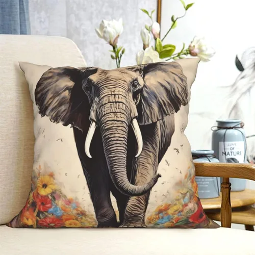 Miniatura 6 de Fundas de almohada decorativas con estampado de pintura de elefante, funda de cojín cuadrada suave, fundas de cojín para sofá, dormitorio, sala