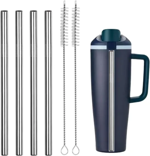 Miniatura 11 de Pajitas de repuesto de metal compatibles con vaso de acero inoxidable Owala Kids con aislamiento térmico de acero inoxidable de 12 oz/15 onzas