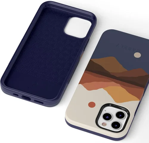 Miniatura 3 de Funda Casely para iPhone 12/12 Pro Los opuestos se atraen Montañas de día y noche Compatible con MagSafe Diseño protector audaz