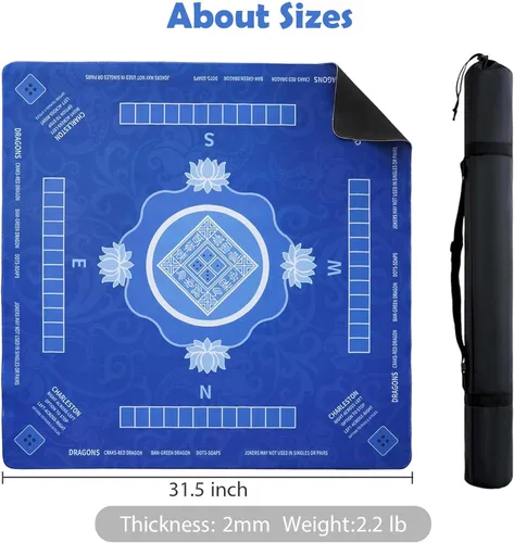 Miniatura 4 de Mahjong Mat - Tapete Mahjong de 31.5 x 31.5 pulgadas para mesa con reglas, superficie impermeable, tapete de juego antideslizante y reducción