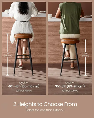 Miniatura 9 de VASAGLE EKHO Collection - Juego de 2 taburetes de bar, taburetes de cocina, taburetes de desayuno, cuero sintético con costuras, modernos