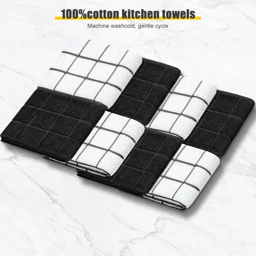 Miniatura 3 de Manoplas de Horno Toallas de Cocina Paños de Cocina con Soportes para Ollas Juego de 12 Piezas, Juego de Toallas de Cocina, Guantes de Horno Negro