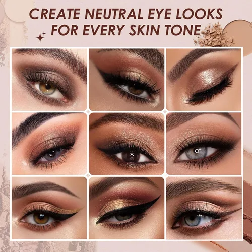 Miniatura 7 de docolor Paleta de sombras de ojos, paleta de 9 colores marrón y cobre con acabados mate y brillante, paleta de maquillaje de ojos altamente