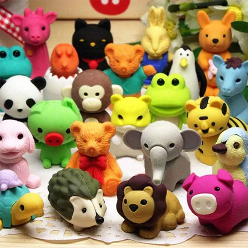 Miniatura 17 de URSKYTOUS 35 borradores de animales de escritorio para niños, borradores de lápices de animales, juguetes de borrador a granel, regalos para premios