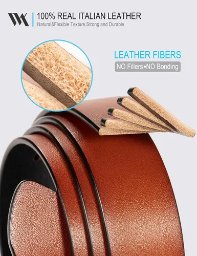Miniatura 3 de WOLFANT Cinturón de cuero reversible dos en uno, cinturón casual 100% italiano de grano completo de cuero sólido