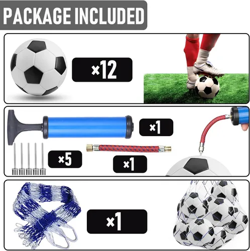 Miniatura 2 de Paquete de 12 Artículos a Granel de Operación Navidad Balón de Fútbol con Agujas de Bomba – Balón de Fútbol Tamaño Oficial 3/4/5 para Adolescentes