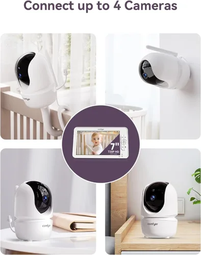 Miniatura 5 de Comfyer BM01 - Monitor de bebé con cámara complementaria, monitor de bebé de video, resolución FHD de 1080p, zoom panorámico remoto, conversación