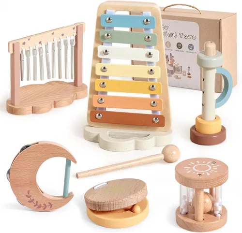 Juegos de instrumentos musicales de xilófono de madera, juguete para niños, sonajero de campana, nube Montessori, juguetes de percusión musical,