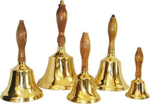 Miniatura 5 de Bevin Bells Campana de mano de latón macizo 8HB Mango de madera dura de Nueva Inglaterra Elegante campana de llamada manual Fabricantes