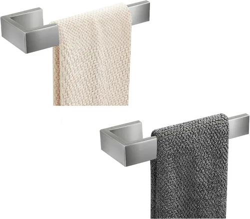 Miniatura 9 de JOPOFI Toallero de mano de 2 piezas, toallero de acero inoxidable grueso para pared de baño, barra de toalla de mano rectangular de diseño moderno
