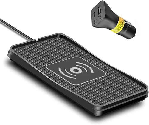 POLMXS Cargador inalámbrico para automóvil, almohadilla de carga inalámbrica de 15 W, cargador de teléfono celular, alfombrilla de carga plana