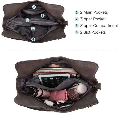 Miniatura 33 de Bolso Hobo oculto para mujer, de piel sintética, bolso cruzado de hombro, bolsa grande con funda desmontable