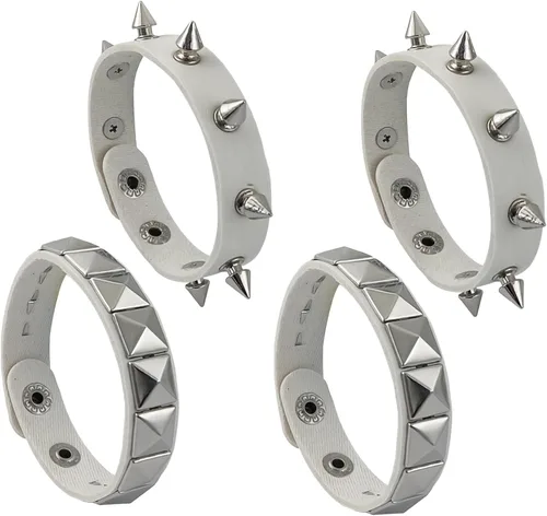 Miniatura 8 de 4 pulseras punk, pulseras de cuero Fanux, pulsera gótica, pulsera gótica, para Halloween, 4