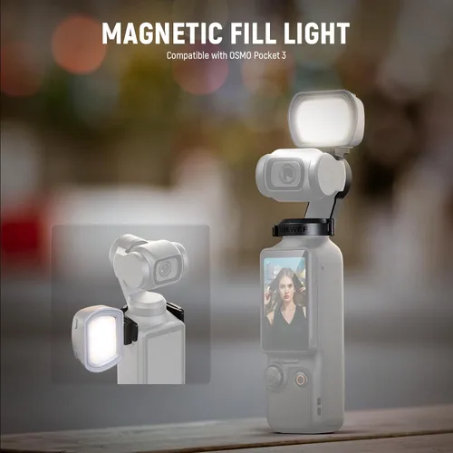 Miniatura 2 de NEEWER Basics Luz Auxiliar Magnética Compatible con DJI OSMO Pocket 3 Gimbal Cam Creator Combo, 1.3W USB C Recargable de Plástico Mini LED Accesorio