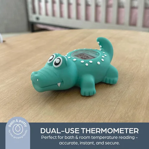 Miniatura 4 de Dreambaby Termómetro flotante de baño de cocodrilo, monitoreo de temperatura del agua para recién nacidos, bebés, niños pequeños, juguete