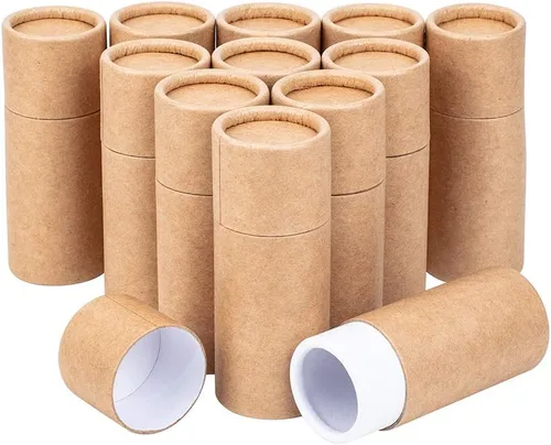 Miniatura 10 de BENECREAT 12 tubos de cartón Kraft BurlyWood de 0.3 fl oz, recipientes redondos de cartón, tubos de bálsamo labial, tubos de cartón para lápices