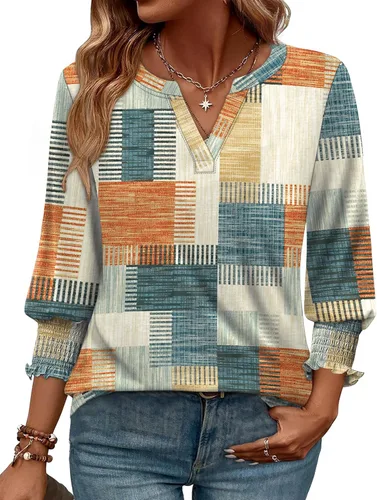 Miniatura 30 de WIHOLL 3/4 Length Sleeve Womens Tops Summer Shirts Spring Vacation Outfits Dressy Casual Trendy Fall S-3XL
