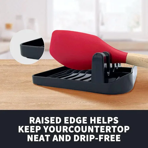 Miniatura 2 de Paquete de 2 cucharas para múltiples utensilios con almohadilla de goteo, antideslizante, resistente al calor, soporte para cuchara de cocina