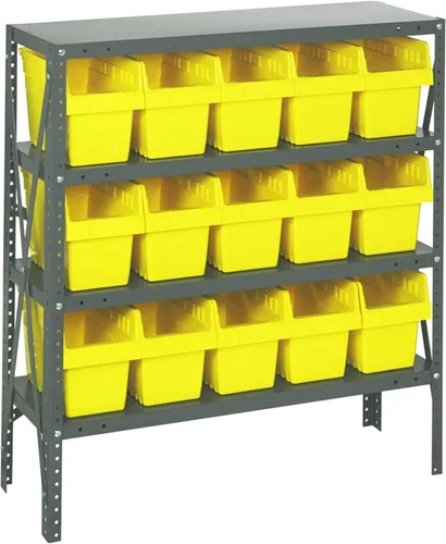 Miniatura 449 de Quantum QSBU-245BK Heavy Duty Shelving Unit with (7) Shelves and (24) QUS245 Black Bins for Garage Warehouse Storage Distribution 400 lb Load