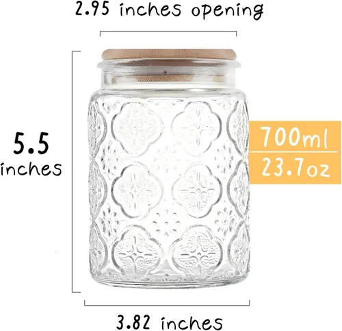 Miniatura 2 de Custde - Recipientes de cristal para almacenamiento con tapa hermética, envase de 23.7oz para encimera de cocina con tapa de bambú, azúcar moreno