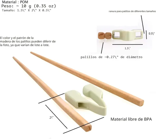 Miniatura 6 de Senior ICare Ayudante de palillos, palillos de entrenamiento para adultos, principiantes, entrenadores o aprendices, diestros o zurdos