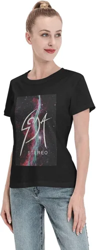 Miniatura 4 de Soda - Camisetas estéreo para mujer, ajuste holgado, casual, de algodón, cómodas, cuello redondo, manga corta, ropa