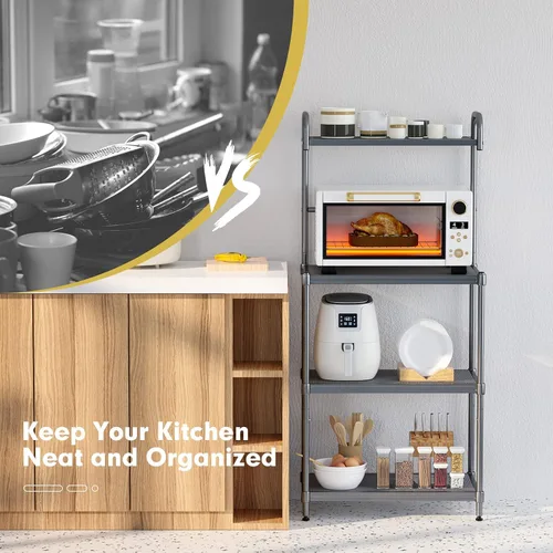 Miniatura 4 de MEDIMALL Estante para panaderos para cocina con almacenamiento, soporte de microondas de 4 niveles, estante de almacenamiento para carrito