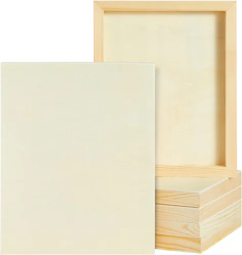 Juvale Tableros de lona de madera, 8 x 10 pulgadas, pino marrón claro, 0.85 pulgadas de grosor, paquete de 6, lienzo de madera en blanco para