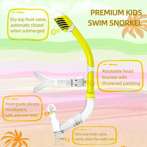 Miniatura 3 de Esnórquel para niños con función de rotación para niños y niñas, esnórquel frontal para entrenamiento y natación de regazo Amarillo